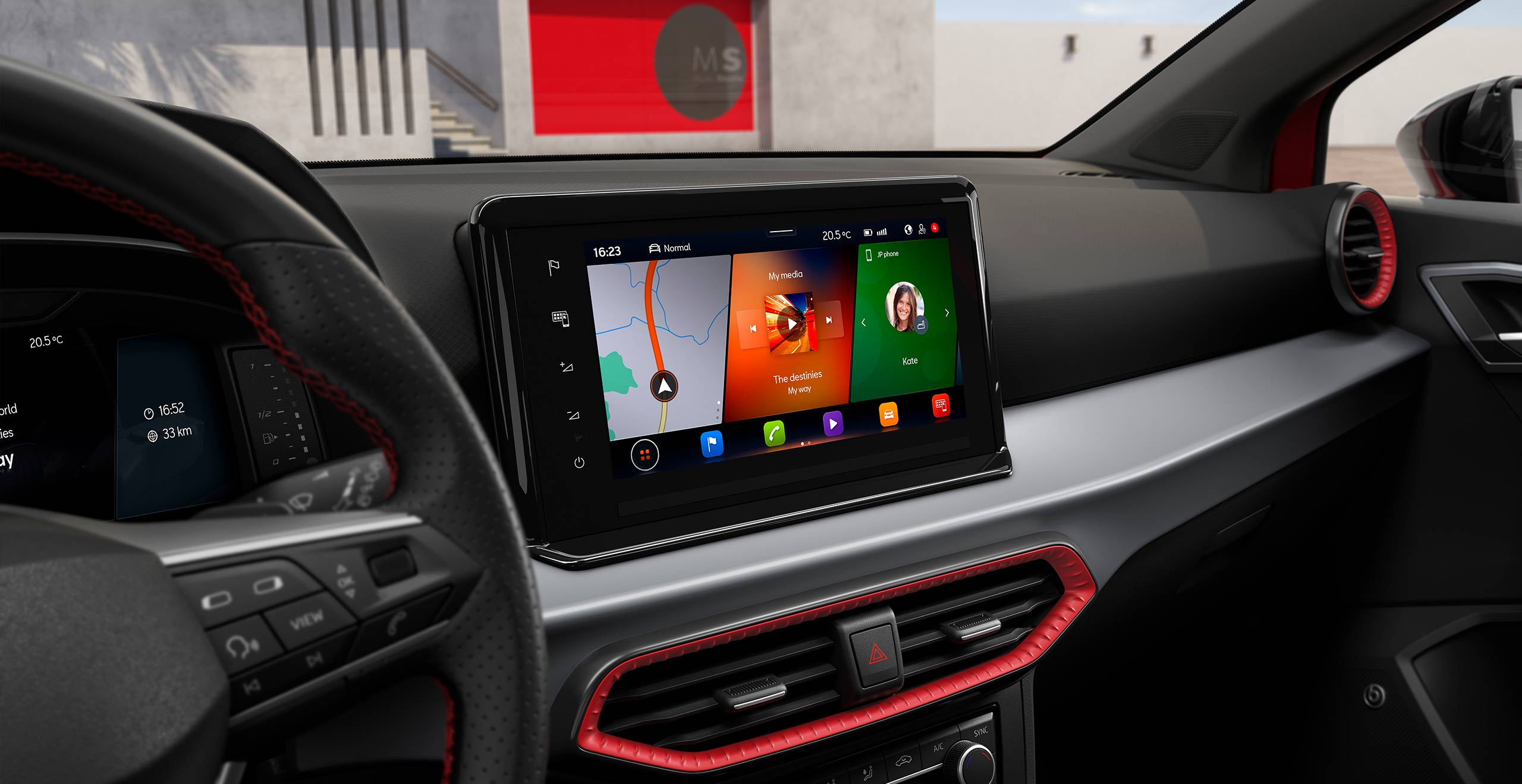 SEAT Ibiza Innenansicht mit dem neuen, schwebenden 9.2-Zoll-Touchscreen 