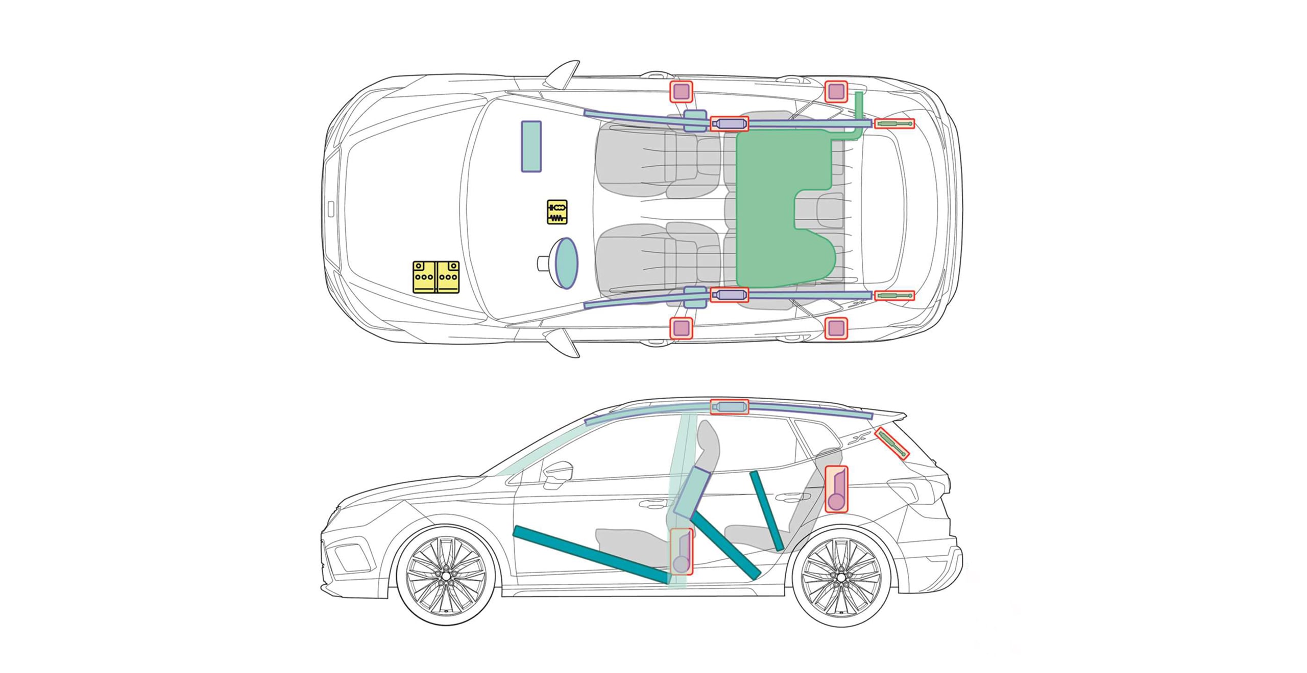 SEAT servizi e manutenzione auto nuove – vista interna del sedile anteriore guidatore e passeggero di una SEAT