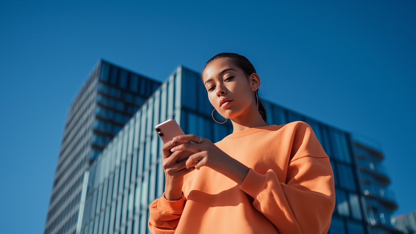 Person prüft mit ihrem Smartphone die SEAT CONNECT-Funktion Person prüft mit ihrem Smartphone die SEAT CONNECT-Funktion