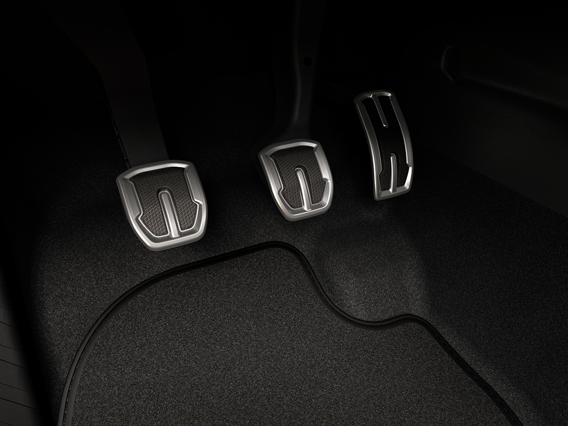 SEAT Ibiza Nahaufnahme der Pedale in Aluminium  SEAT Ibiza Nahaufnahme der Pedale in Aluminium