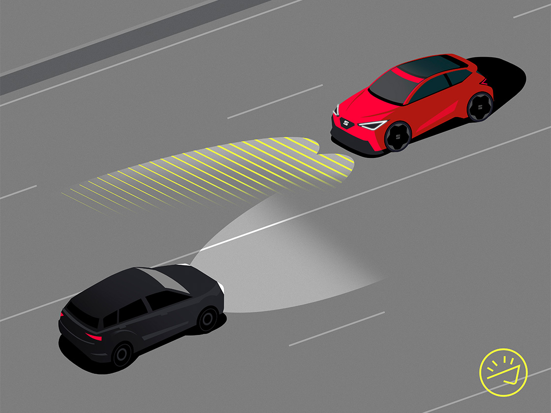 High beam assist in the seat leon, a cool design feature ensuring safe night driving. Ideal for the small family vehicle.