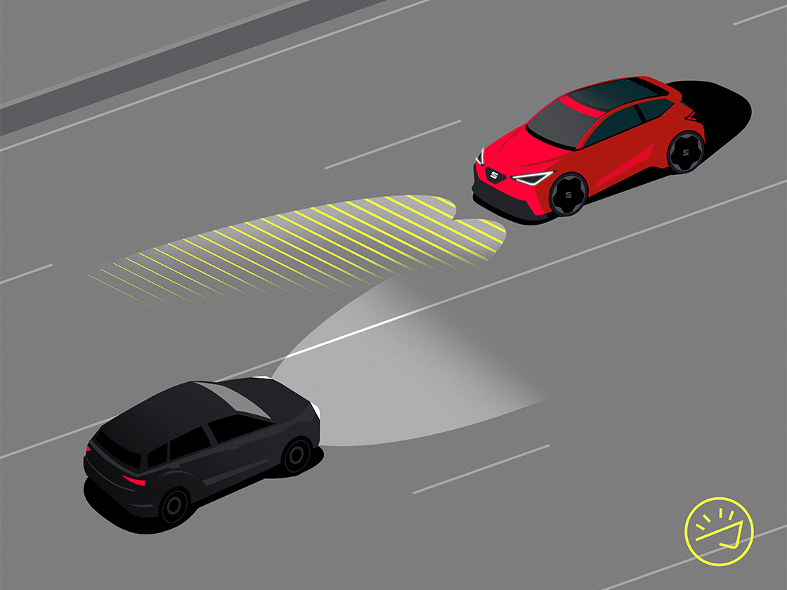Der Fernlichtassistent im Seat Leon Sportstourer ist ein cooles Designmerkmal, das für sicheres Fahren bei Nacht sorgt. Ideal für das kleine Familienauto.