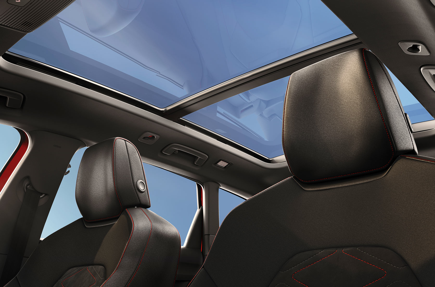 vista interna del tetto panoramico della seat leon 