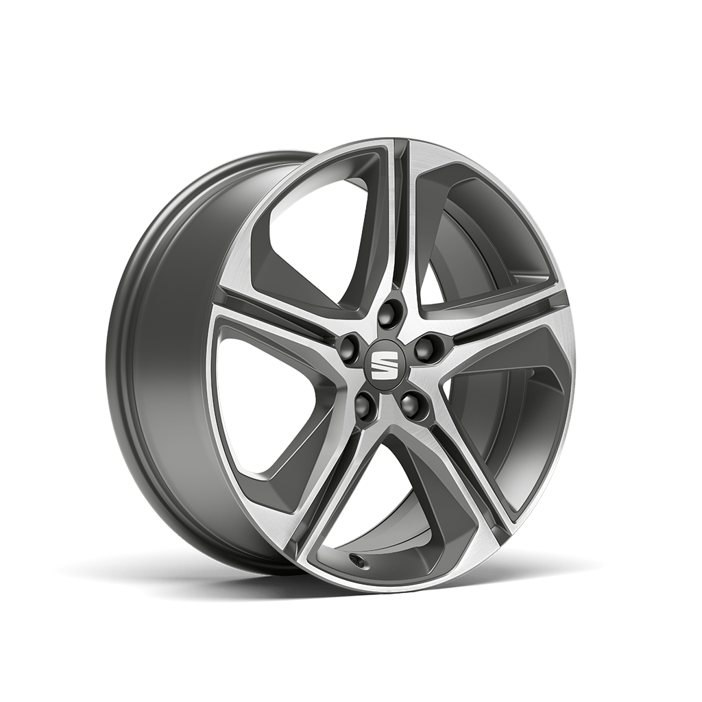cerchi in lega leggera da 18″ in cosmo grey lavorati nella SEAT Leon con allestimento fr