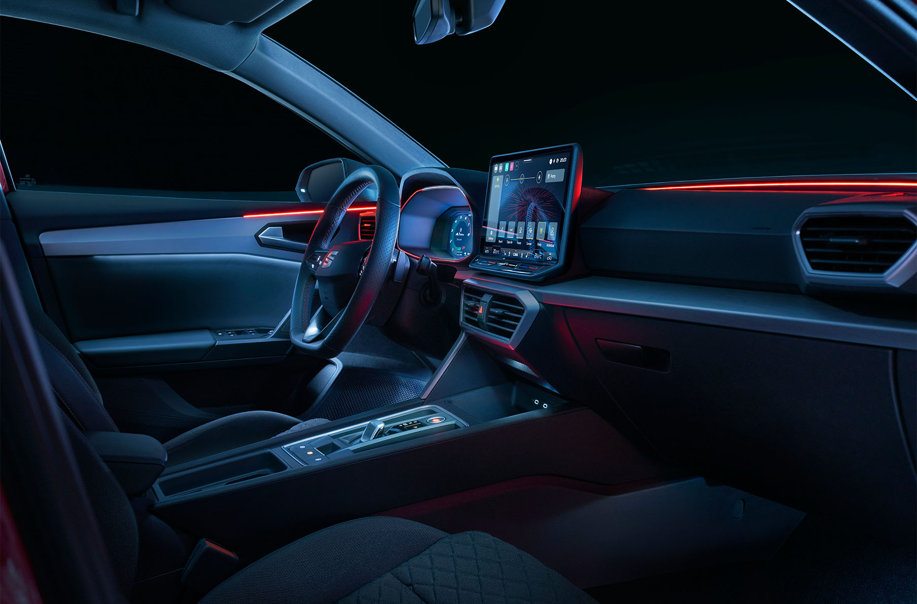 illuminazione ambiente interna a led della seat leon 