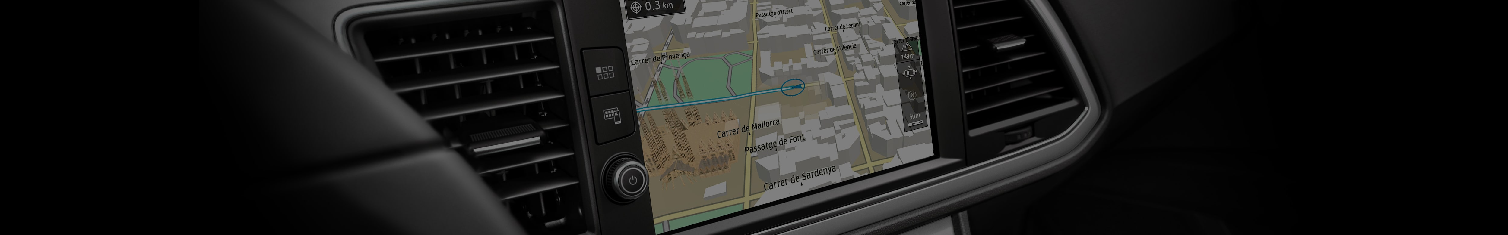 SEAT Navi System car map updates – generic map view dashboard orange outline