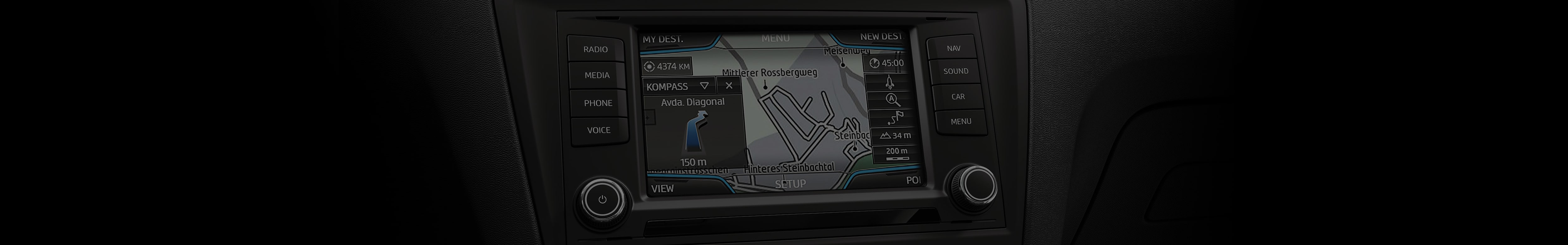 SEAT Navi System car map updates - generic map view dashboard orange outline